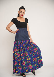 Denim skirt with pockets and viscose